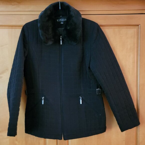 Giacca by Gallery Black Quilted Jacket With Removable Faux Fur Collar - S - Picture 2 of 13